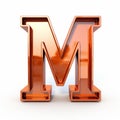 Orange Metallic Letter M: Exotic Subject Matter 3d Illustration