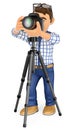 3D Photographer with camera and tripod taking a picture Royalty Free Stock Photo