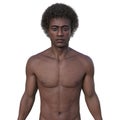 A 3D photorealistic illustration showcasing the upper half part of an African man