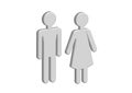 3D Pictogram Man Woman Sign icons, toilet sign or restroom icon