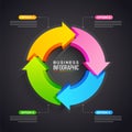 3D pie chart with four arrow step for Business Infographics.