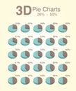 3D Pie Charts circles 26% -50%