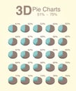 3D Pie Charts 51% -75% infographic