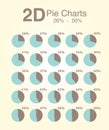 2D Pie Charts 26% -50% statistics diagram infographic