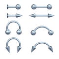 3d piercing set on white background Royalty Free Stock Photo
