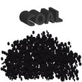 3D pile of coal on white background. Industry materials.