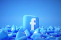 3D Pile of Facebook logo background. Facebook the famous social media platform