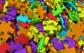 3D pile of jigsaw puzzle pieces Royalty Free Stock Photo