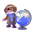 3d Pilot with a globe of the Earth