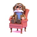 3d Pilot relaxes in an armchair