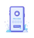 3D PIN code to unlock password screen illustration. Verification pin code, security code message