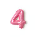 3D Pink Balloon Number 4 Royalty Free Stock Photo