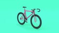 3d pink bicycle 3d render cartoon style green background,going transportation city concept