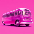 3d Pink Bus On Magenta Background In The Style Of Oliver Wetter