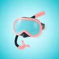 3d Pink Diving Mask and Snorkel Set Cartoon Style. Vector Royalty Free Stock Photo
