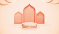 3d pink Islamic circle stage scene