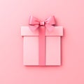 3d pink gift box icon on pink pastel color background minimal conceptual 3D rendering