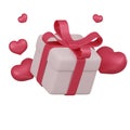 3D Pink Giftbox with Love Hearts Icon Royalty Free Stock Photo