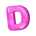 D pink glossy bright English letter, kids font vector Illustration on a white background