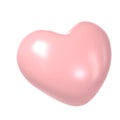 3d pink glossy love heart on white background. Suitable for Valentine day, Mother day, Women day, wedding, sticker