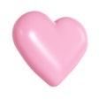 3d pink glossy love heart on white background. Suitable for Valentine day, Mother day, Women day, wedding, sticker