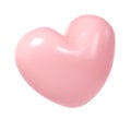 3d pink glossy love heart on white background. Suitable for Valentine day, Mother day, Women day, wedding, sticker