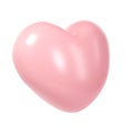 3d pink glossy love heart on white background. Suitable for Valentine day, Mother day, Women day, wedding, sticker