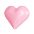 3d pink glossy love heart on white background. Suitable for Valentine day, Mother day, Women day, wedding, sticker