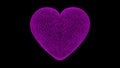 3D pink heart on black background. Heart consists of thousands of small hearts. Love concept. Abstract backdrop for logo