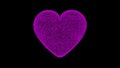 3D pink heart on black background. Heart consists of thousands of small hearts. Love concept. Abstract backdrop for logo