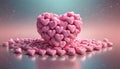 3d pink heart-candies on gradient background.