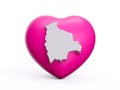 3d Pink Heart With 3d White Map Of Bolivia Isolated On White Background, 3d illustration