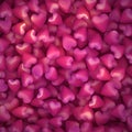 3d pink hearts pattern background. Scattered hearts like candy
