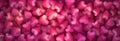 3d pink hearts pattern banner background. Scattered hearts like candy