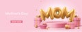 3d pink Mother`s Day banner