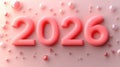 3d pink 2026 new year celebration with bubbles and soft lighting. Happy New Year 2026 Royalty Free Stock Photo