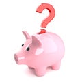 3d Pink piggy bank with question mark