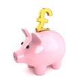 3d Pink piggy bank save UK Pounds