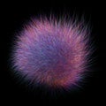 3d pink purple hairball on black Royalty Free Stock Photo