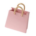 3D Pink Shopping Bag icon Isolated. Render Gift Bag. Online or Retail Shopping Symbol. Fashion Woman Handbag