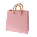 3D Pink Shopping Bag Isolated. Render Gift Bag. Online or Retail Shopping Symbol. Fashion Woman Handbag Illustration Royalty Free Stock Photo