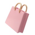 3D Pink Shopping Bag Isolated. Render Gift Bag. Online or Retail Shopping Symbol. Fashion Woman Handbag Illustration