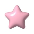 3D pink star sparkle icon. Holiday element sparkles symbols. Magic shiny flash, bright firework. Realistic glossy