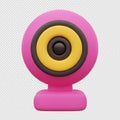 3d pink webcam with high-resolution lens isolated on transparent background Royalty Free Stock Photo
