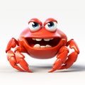 3d Pixar Crab: Cute, Funny, Smiley Face In Monochromatic Style Royalty Free Stock Photo