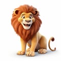 3d Pixar Lion With Lively Facial Expressions On White Background