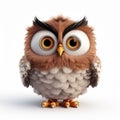 3d Pixar Owl Mock Up Illustrations Animation With White Background