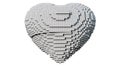 A 3d pixel art illustration of a heart