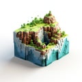 3d Pixel Art Island: Multilayered Texture, Photorealistic Renderings, Puzzle-like Elements