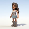 3d Pixel Art Troubadour Style Mia In White Shorts